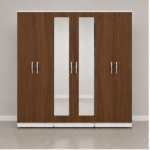 6 Door Wardrobe Closet with Mirror Panels - Modern Storage Unit - Image 2