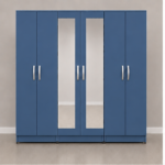Premium 6 Door Mirrored Wardrobe - Full-Length Mirror Storage Cabinet