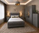 Luxury Bedroom Collection with Four Door Wardrobe With Four Drawer - Chest of Five Drawers With Two Bed Side Table