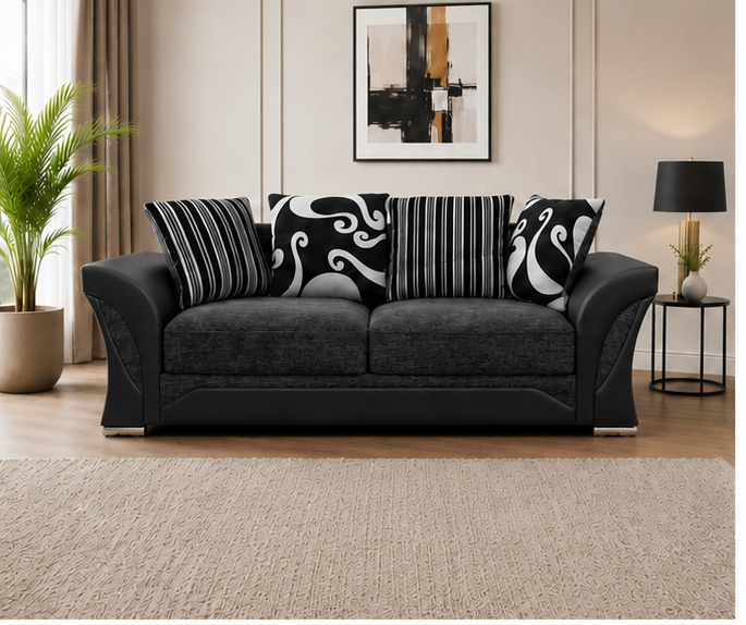 front_view_black_sofa Shannon 3 Seater Sofa - Classic Shannon 3 Seater Sofa - Image 1