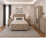 Premium Fabric Bed with Wardrobe, Chest & Bedside Tables - Image 5
