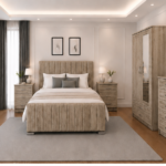 Premium Fabric Bed with Wardrobe, Chest & Bedside Tables