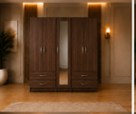 Premium 5 Door Bedroom Wardrobe with Mirror & Drawer Storage - Elegant Wooden 5 Door Wardrobe