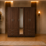 Premium 5 Door Bedroom Wardrobe with Mirror & Drawer Storage - Elegant Wooden 5 Door Wardrobe