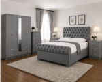 Modern Grey Bedroom Set With 5 Door Wardrobe-premium Furniture