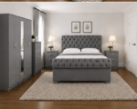 Modern Grey Bedroom Set With 5 Door Wardrobe-premium Furniture - Image 3