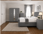 Modern Grey Bedroom Set With 5 Door Wardrobe-premium Furniture - Image 2