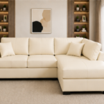 4 Seater Corner Sofa - Dylan Stylish Lounge Sofa – Beige Elegant 4 Seater Leather Sofa