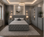Premium Bedroom Furniture Set with Bed, Wardrobe, Chest & Nightstands