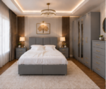 Luxury King Bed Set – Six Door Wardrobe with Mirror & Drawers – Five Drawer Chest – Two Bedside Tables - Image 4