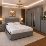 Luxury King Bed Set – Six Door Wardrobe with Mirror & Drawers – Five Drawer Chest – Two Bedside Tables