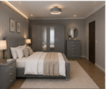 Designer Grey Bedroom Set – 4 Door Wardrobe, Chest of Drawers and Side Tables - Image 2