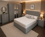 Contemporary Bedroom Furniture Set King Size Bed – Six Door Wardrobe – Five Drawer Chest – Two Nightstand - Image 4