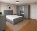 Double Bed Bedroom Furniture Collection - Six Door Wardrobe With Four Drawer - Chest of Five Drawers With Two Bed Side Table - Image 2