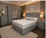 Contemporary Bedroom Furniture Set King Size Bed – Six Door Wardrobe – Five Drawer Chest – Two Nightstand - Image 2
