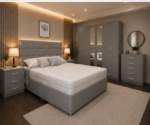 Contemporary Bedroom Furniture Set King Size Bed – Six Door Wardrobe – Five Drawer Chest – Two Nightstand