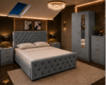 Elegant Upholstered Bed Room Set with Matching Storage Furniture - Image 5