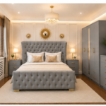 Exclusive Luxury Bedroom Ensemble Featuring Elegant Upholstered Bed and Designer Storage Units