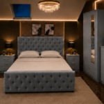 Elegant Upholstered Bed Room Set with Matching Storage Furniture