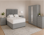 Luxury Grey Bedroom Furniture Bundle – Bed, 5 Door Wardrobe & Chest - Image 2