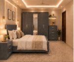 Premium Bedroom Set – Bed, Side Tables Chest Of Drawer & 5 Door Wardrobe - Image 3