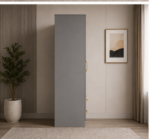 Space Saving 2 Door Wardrobe with Mirror Doors with grey colors - Contemporary Two Door Storage Wardrobe - Image 4