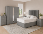 Luxury Grey Bedroom Furniture Bundle – Bed, 5 Door Wardrobe & Chest