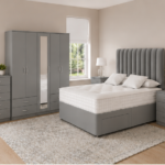 Luxury Grey Bedroom Furniture Bundle – Bed, 5 Door Wardrobe & Chest