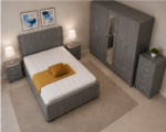 Elegant Grey Bedroom Furniture Set - Double Bed, Side Tables & 5 Door Wardrobe - Image 3