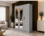 Modern Three Door Wardrobe with Two Long Mirrors - Stylish 3 Door Wardrobe with Dual Mirror Panels - Image 3