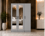 Modern Three Door Wardrobe with Two Long Mirrors - Stylish 3 Door Wardrobe with Dual Mirror Panels - Image 5