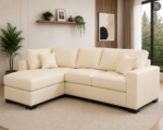 4 Seater Corner Sofa - Dylan Stylish Lounge Sofa – Beige Elegant 4 Seater Leather Sofa - Image 2