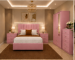 Premium Bedroom Set with Mirrored Wardrobe and Drawers - Image 5