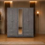Elegant Bedroom Wardrobe with 5 Doors, Full Mirror & Bottom Drawers - 5 Door Wardrobe With Bottom Drawers