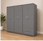 Premium Bedroom Iron Color Wardrobe - Six Doors with Bottom Drawers - Image 2