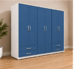 6 Door Wardrobe with 4 Drawers - Modern 6 Door Storage Wardrobe - Image 3