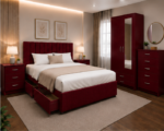 Stylish Bedroom Set - Upholstered Bed, Wardrobe & Side Tables