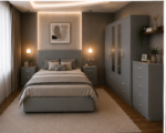 Grey 4 Door Bedroom Furniture Set with Chest of Drawers & Bedside Tables - Image 3