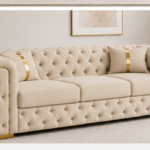 Modern Luxury Chesterfield Velvet 3-Seater Sofa - 3 Seater Sofa