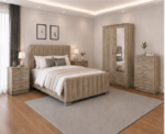 Premium Fabric Bed with Wardrobe, Chest & Bedside Tables - Image 4