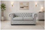 Elegant Chesterfield Upholstered Two-Seater Couch - Modern Chesterfield 2-Seater Leather Sofa