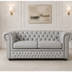 Elegant Chesterfield Upholstered Two-Seater Couch - Modern Chesterfield 2-Seater Leather Sofa