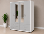 Modern 4 Door Wardrobe with 4 Drawers & Dual Mirror - Image 2