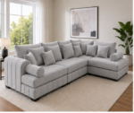 Lilly Luxury L-Shape Sectional Sofa with Ottoman – Modern Living Room Collection