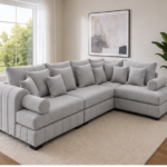 Lilly Luxury L-Shape Sectional Sofa with Ottoman – Modern Living Room Collection