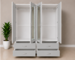 Modern 4 Door Wardrobe with 4 Drawers & Dual Mirror - Image 3
