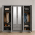 6 Door Wardrobe with 2 Mirrors and 2 Drawers - Premium Storage 6 Door Wardrobe - Image 3