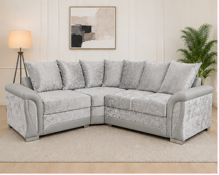 lightgrey_front_view Shanon 4 Seater Corner Sofa – Shannon Elegant 4 Seater L Shape Sofa - Image 1