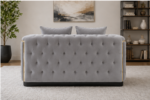 Platinum Grey Luxury Sofa - Silver Mist Tufted Loveseat - Image 4