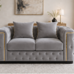 Platinum Grey Luxury Sofa - Silver Mist Tufted Loveseat